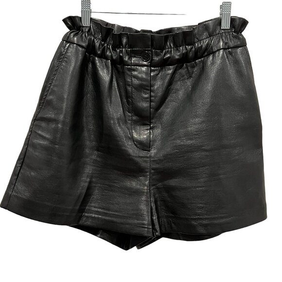 Wilfred Black Faux Leather Shorts, Pockets, Black, 4 - Picture 8 of 9
